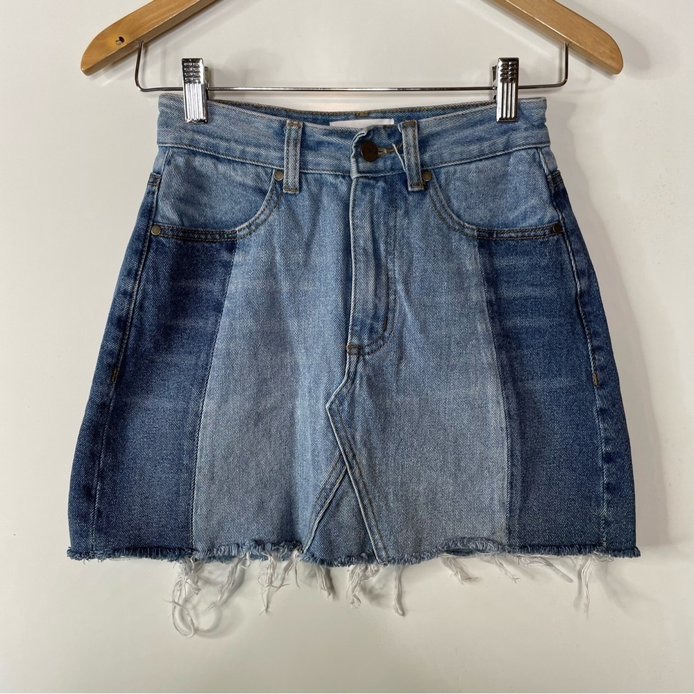 Evidnt Two Tone Jean‎ Mini Skirt Size 24